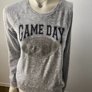 Sable Sky Womens Shirt  Football Gems Game Day Beaded Long Sleeve Size M